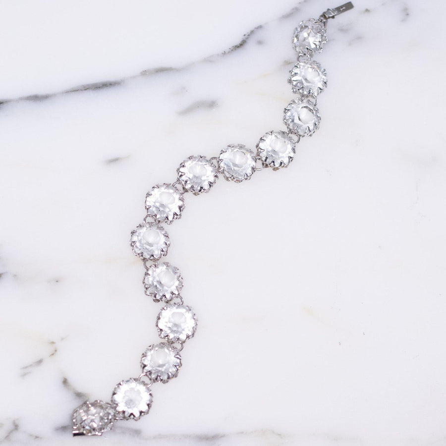 Vintage Art Deco Cut Crystal Bezel Set Bracelet by Czech - Vintage Meet Modern Vintage Jewelry - Chicago, Illinois - #oldhollywoodglamour #vintagemeetmodern #designervintage #jewelrybox #antiquejewelry #vintagejewelry