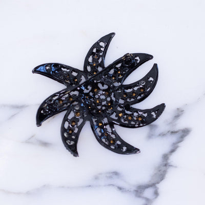 Vintage Black Crystal Rhinestone Brooch by Austria - Vintage Meet Modern Vintage Jewelry - Chicago, Illinois - #oldhollywoodglamour #vintagemeetmodern #designervintage #jewelrybox #antiquejewelry #vintagejewelry