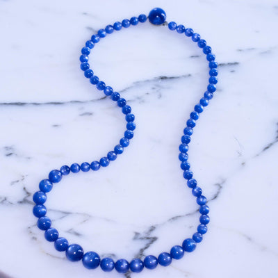 Vintage Blue Moonglow Bead Necklace by Unsigned Beauty - Vintage Meet Modern Vintage Jewelry - Chicago, Illinois - #oldhollywoodglamour #vintagemeetmodern #designervintage #jewelrybox #antiquejewelry #vintagejewelry