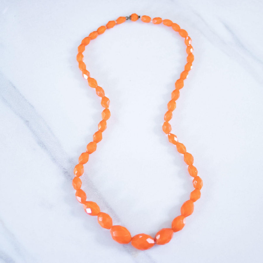 Vintage Czech Faceted Orange Beaded Necklace by Czech - Vintage Meet Modern Vintage Jewelry - Chicago, Illinois - #oldhollywoodglamour #vintagemeetmodern #designervintage #jewelrybox #antiquejewelry #vintagejewelry