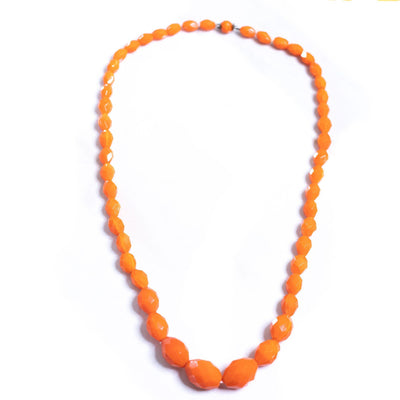 Vintage Czech Faceted Orange Beaded Necklace by Czech - Vintage Meet Modern Vintage Jewelry - Chicago, Illinois - #oldhollywoodglamour #vintagemeetmodern #designervintage #jewelrybox #antiquejewelry #vintagejewelry