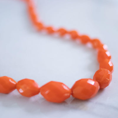 Vintage Czech Faceted Orange Beaded Necklace by Czech - Vintage Meet Modern Vintage Jewelry - Chicago, Illinois - #oldhollywoodglamour #vintagemeetmodern #designervintage #jewelrybox #antiquejewelry #vintagejewelry