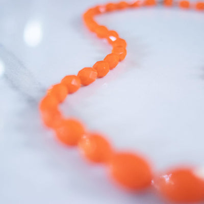 Vintage Czech Faceted Orange Beaded Necklace by Czech - Vintage Meet Modern Vintage Jewelry - Chicago, Illinois - #oldhollywoodglamour #vintagemeetmodern #designervintage #jewelrybox #antiquejewelry #vintagejewelry