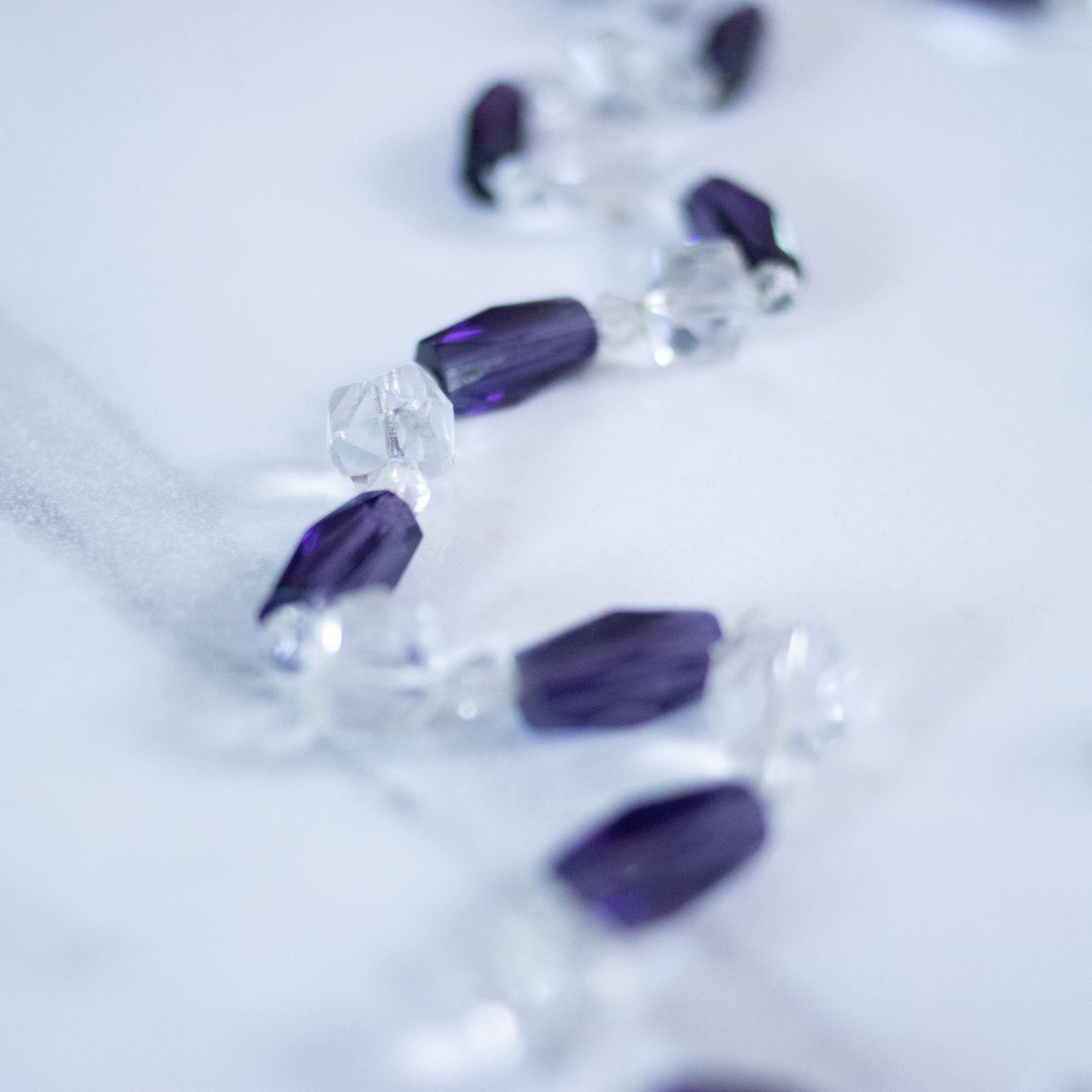 Vintage Art Deco Era Faceted Cut Crystal and Purple Crystal Necklace by Czech - Vintage Meet Modern Vintage Jewelry - Chicago, Illinois - #oldhollywoodglamour #vintagemeetmodern #designervintage #jewelrybox #antiquejewelry #vintagejewelry