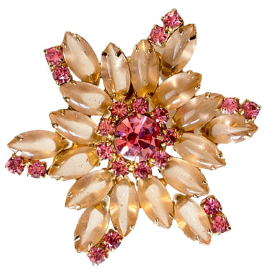 Shades of Pink Rhinestone Flower Brooch by Unsigned Beauty - Vintage Meet Modern Vintage Jewelry - Chicago, Illinois - #oldhollywoodglamour #vintagemeetmodern #designervintage #jewelrybox #antiquejewelry #vintagejewelry