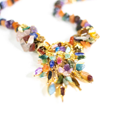 Vintage Colorful Agate Modernist Statement Necklace by Unsigned Beauty - Vintage Meet Modern Vintage Jewelry - Chicago, Illinois - #oldhollywoodglamour #vintagemeetmodern #designervintage #jewelrybox #antiquejewelry #vintagejewelry