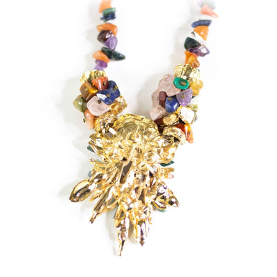 Vintage Colorful Agate Modernist Statement Necklace by Unsigned Beauty - Vintage Meet Modern Vintage Jewelry - Chicago, Illinois - #oldhollywoodglamour #vintagemeetmodern #designervintage #jewelrybox #antiquejewelry #vintagejewelry
