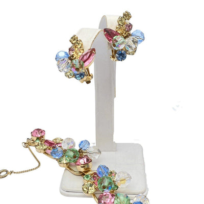 Vintage Juliana Pink, Blue, Yellow, Green Rhinestone Earrings by Juliana - Vintage Meet Modern Vintage Jewelry - Chicago, Illinois - #oldhollywoodglamour #vintagemeetmodern #designervintage #jewelrybox #antiquejewelry #vintagejewelry