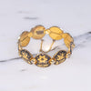 Vintage Damascene Gold and Black Round Panel Link Bracelet with Flowers and Birds by Made in Spain - Vintage Meet Modern Vintage Jewelry - Chicago, Illinois - #oldhollywoodglamour #vintagemeetmodern #designervintage #jewelrybox #antiquejewelry #vintagejewelry