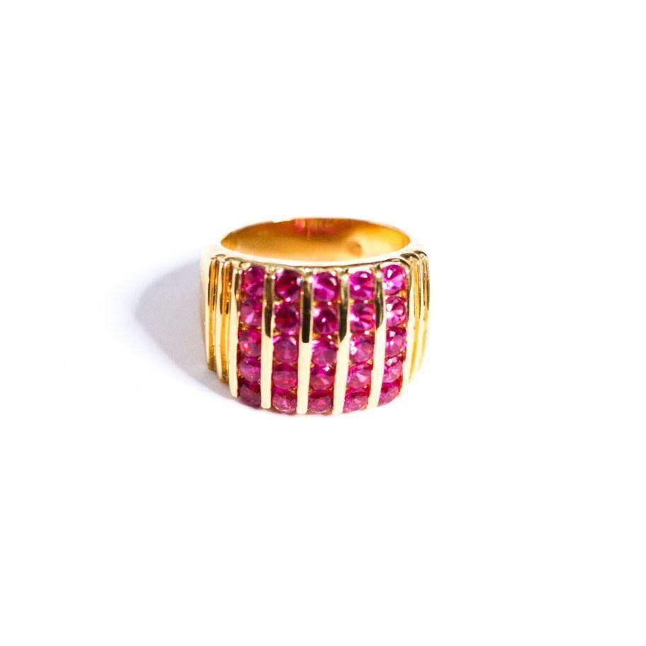 Vintage Ruby Channel Set Wide Band Ring