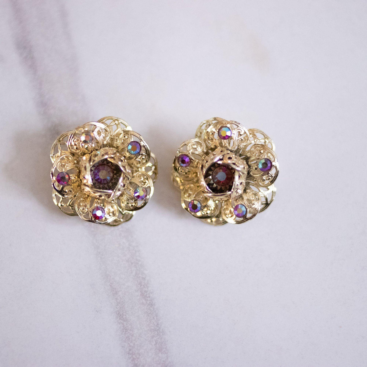 Vintage Sarah Coventry Huge Gold Flower Statement Earrings