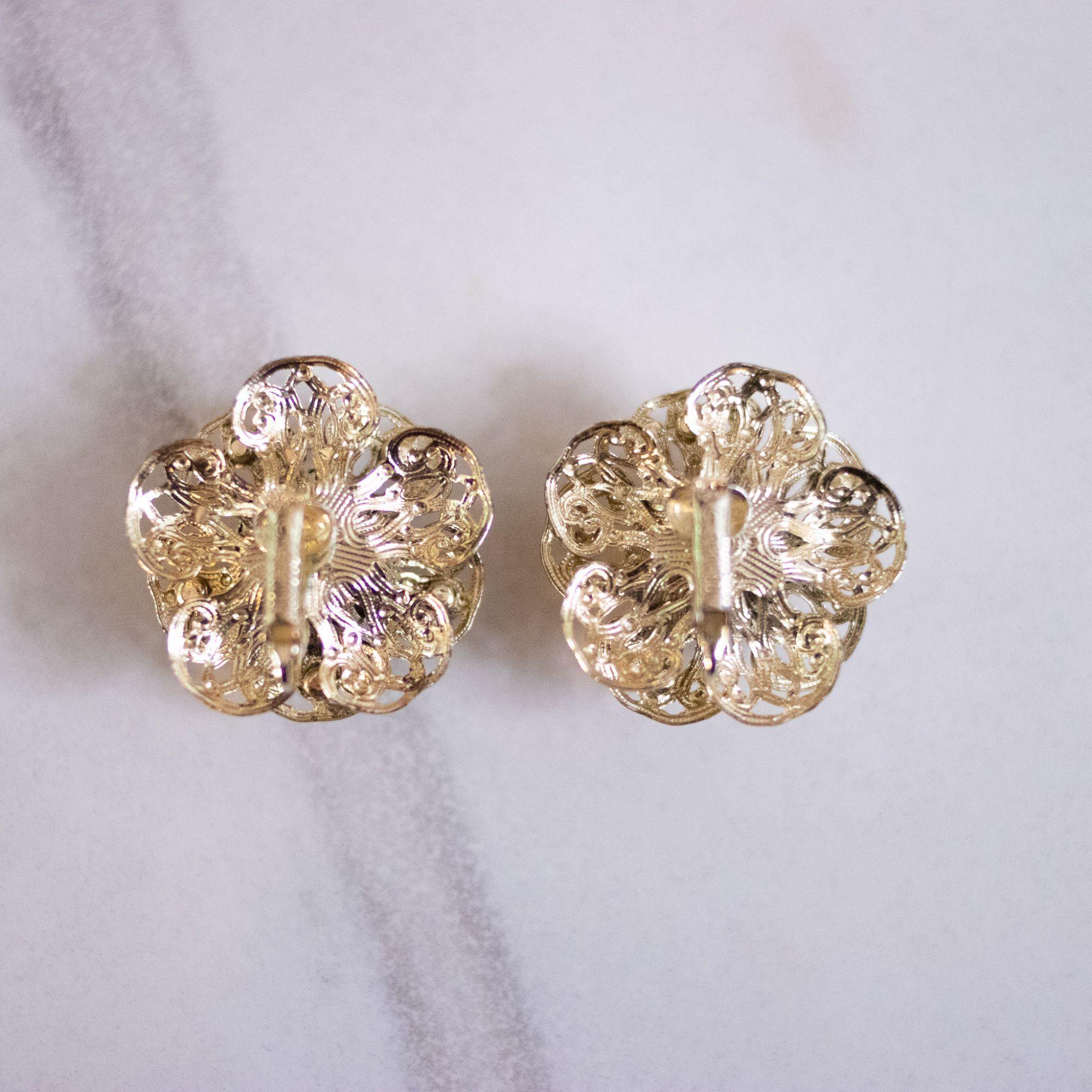 Vintage Sarah Coventry Huge Gold Flower Statement Earrings by Sarah Coventry - Vintage Meet Modern Vintage Jewelry - Chicago, Illinois - #oldhollywoodglamour #vintagemeetmodern #designervintage #jewelrybox #antiquejewelry #vintagejewelry