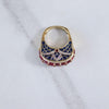 Vintage Channel Set Ruby with Blue Enamel Mogul Statement Ring by Unsigned Beauty - Vintage Meet Modern Vintage Jewelry - Chicago, Illinois - #oldhollywoodglamour #vintagemeetmodern #designervintage #jewelrybox #antiquejewelry #vintagejewelry