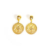 Vintage Gold Lion Disc Statement Earrings by Unsigned Beauty - Vintage Meet Modern Vintage Jewelry - Chicago, Illinois - #oldhollywoodglamour #vintagemeetmodern #designervintage #jewelrybox #antiquejewelry #vintagejewelry