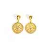 Vintage Gold Lion Disc Statement Earrings by Unsigned Beauty - Vintage Meet Modern Vintage Jewelry - Chicago, Illinois - #oldhollywoodglamour #vintagemeetmodern #designervintage #jewelrybox #antiquejewelry #vintagejewelry