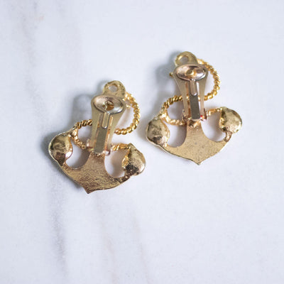 Vintage Red and Gold Anchor Statement Earrings by Unsigned Beauty - Vintage Meet Modern Vintage Jewelry - Chicago, Illinois - #oldhollywoodglamour #vintagemeetmodern #designervintage #jewelrybox #antiquejewelry #vintagejewelry