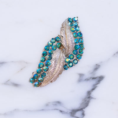 Vintage Blue Green Aurora Borealis Brooch by Unsigned Beauty - Vintage Meet Modern Vintage Jewelry - Chicago, Illinois - #oldhollywoodglamour #vintagemeetmodern #designervintage #jewelrybox #antiquejewelry #vintagejewelry