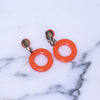 Vintage Orange Lucite Door Knocker Earrings by Unsigned Beauty - Vintage Meet Modern Vintage Jewelry - Chicago, Illinois - #oldhollywoodglamour #vintagemeetmodern #designervintage #jewelrybox #antiquejewelry #vintagejewelry