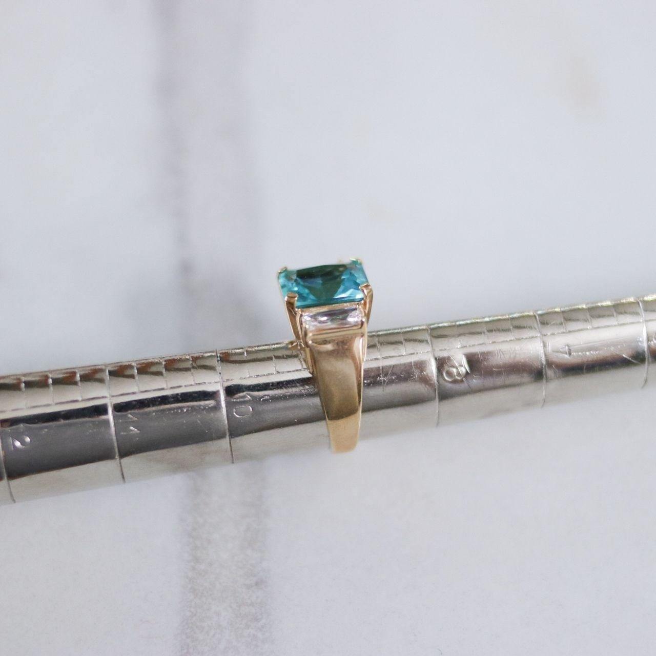 Vintage Emerald Cut Aqua Crystal and Cubic Zirconia Cocktail Ring by Unsigned Beauty - Vintage Meet Modern Vintage Jewelry - Chicago, Illinois - #oldhollywoodglamour #vintagemeetmodern #designervintage #jewelrybox #antiquejewelry #vintagejewelry