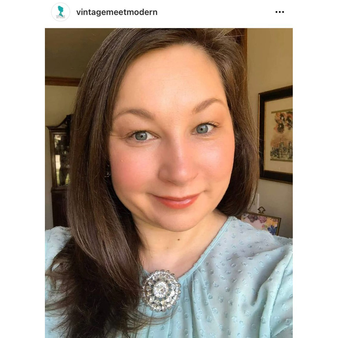 J.Crew Mint Green Pin Dot Smocked Neck Blouse by J.Crew - Vintage Meet Modern Vintage Jewelry - Chicago, Illinois - #oldhollywoodglamour #vintagemeetmodern #designervintage #jewelrybox #antiquejewelry #vintagejewelry