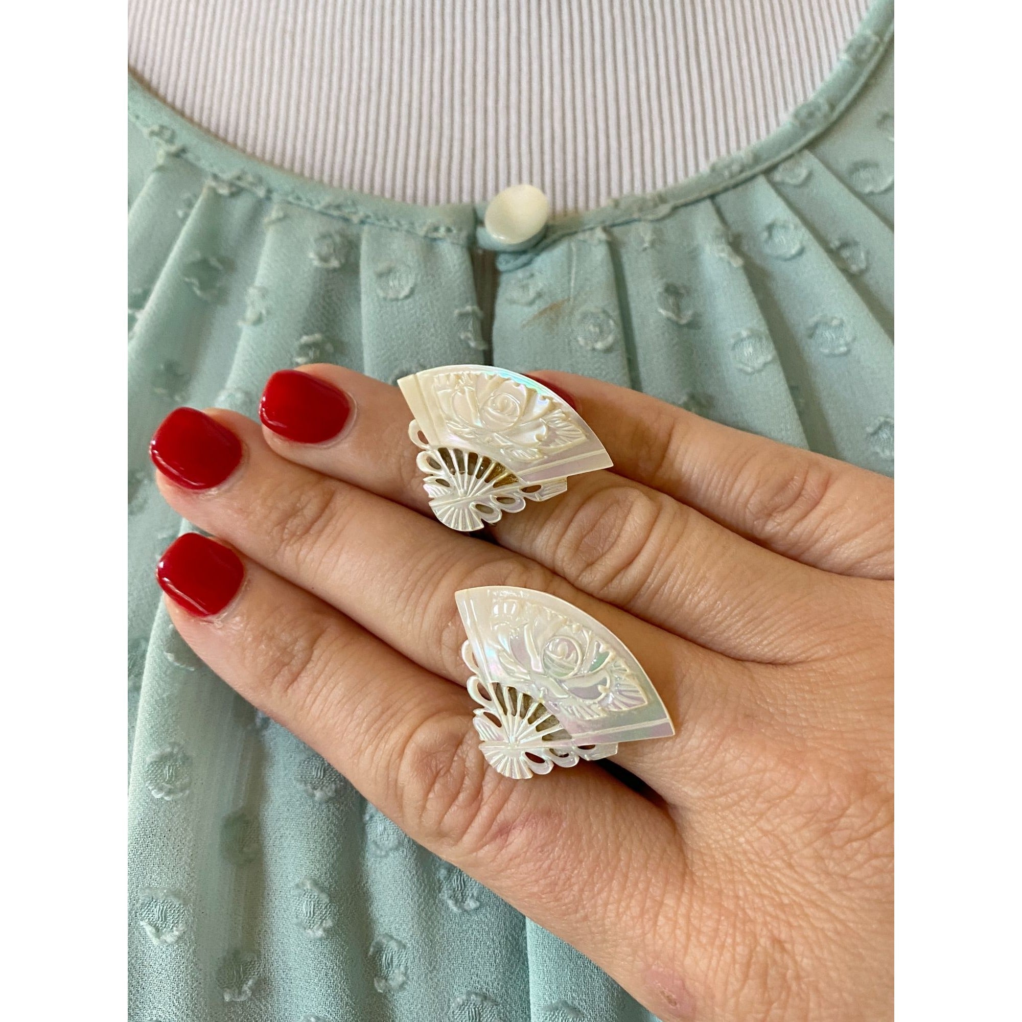 J.Crew Mint Green Pin Dot Smocked Neck Blouse by J.Crew - Vintage Meet Modern Vintage Jewelry - Chicago, Illinois - #oldhollywoodglamour #vintagemeetmodern #designervintage #jewelrybox #antiquejewelry #vintagejewelry