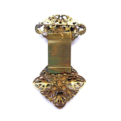 Vintage Gold Fob Style Brooch with Rhinestones by Unsigned Beauty - Vintage Meet Modern Vintage Jewelry - Chicago, Illinois - #oldhollywoodglamour #vintagemeetmodern #designervintage #jewelrybox #antiquejewelry #vintagejewelry