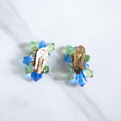 Vintage Green and Blue Lucite Prism Statement Earrings by Unsigned Beauty - Vintage Meet Modern Vintage Jewelry - Chicago, Illinois - #oldhollywoodglamour #vintagemeetmodern #designervintage #jewelrybox #antiquejewelry #vintagejewelry