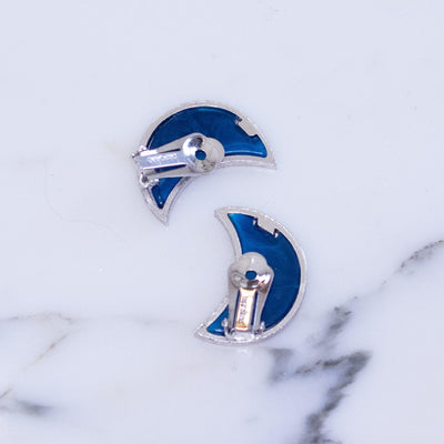 Vintage Berege Blue Lucite Crescent Earrings by Bergere - Vintage Meet Modern Vintage Jewelry - Chicago, Illinois - #oldhollywoodglamour #vintagemeetmodern #designervintage #jewelrybox #antiquejewelry #vintagejewelry