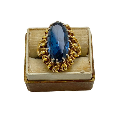 Blue Crystal Statement Ring by Unsigned Beauty - Vintage Meet Modern Vintage Jewelry - Chicago, Illinois - #oldhollywoodglamour #vintagemeetmodern #designervintage #jewelrybox #antiquejewelry #vintagejewelry