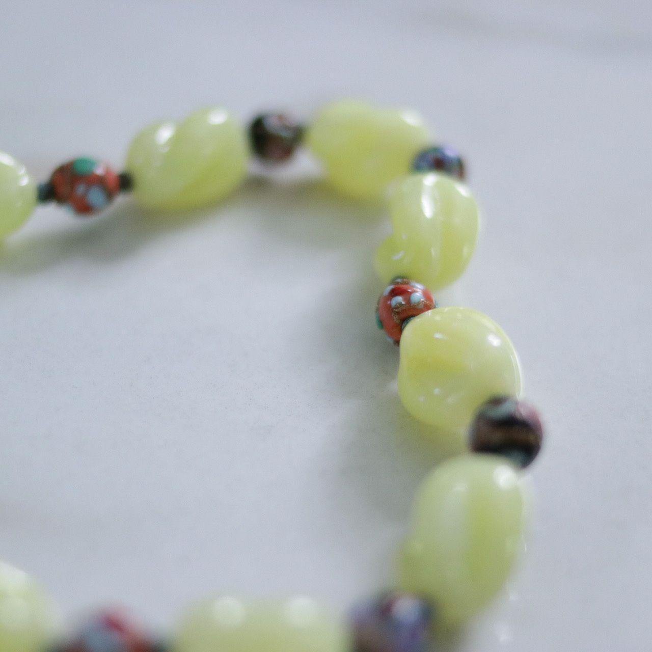 Vintage Yellow Art Glass and Venetian Wedding Cake Bead Necklace by Italian - Vintage Meet Modern Vintage Jewelry - Chicago, Illinois - #oldhollywoodglamour #vintagemeetmodern #designervintage #jewelrybox #antiquejewelry #vintagejewelry