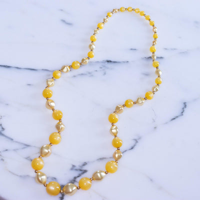 Vintage Yellow Moonglow and Faux Bead Necklace by Unsigned Beauty - Vintage Meet Modern Vintage Jewelry - Chicago, Illinois - #oldhollywoodglamour #vintagemeetmodern #designervintage #jewelrybox #antiquejewelry #vintagejewelry
