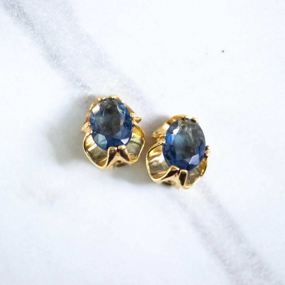 Vintage Sapphire Blue Caged Crystal Statement Earrings