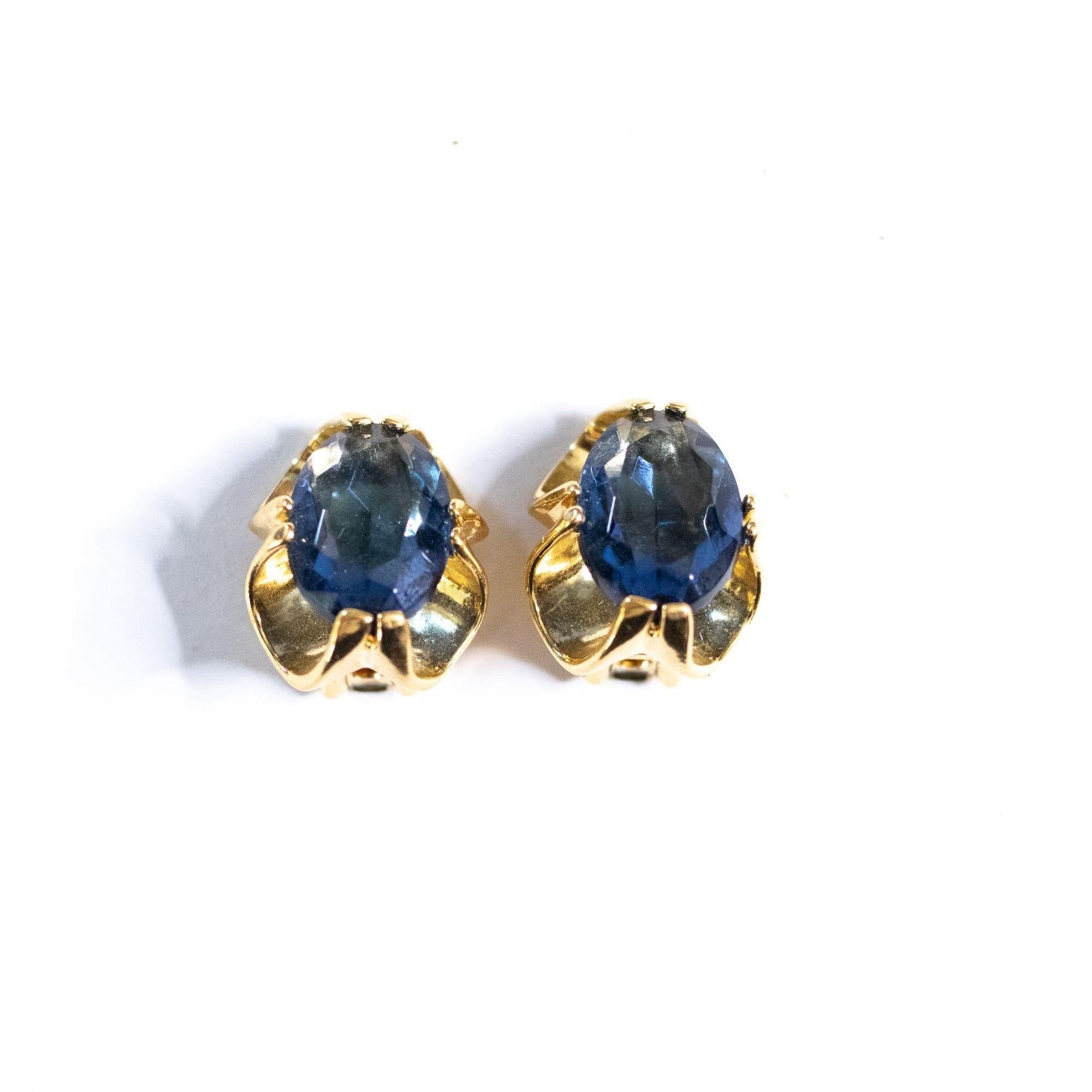 Vintage Sapphire Blue Caged Crystal Statement Earrings by Unsigned Beauty - Vintage Meet Modern Vintage Jewelry - Chicago, Illinois - #oldhollywoodglamour #vintagemeetmodern #designervintage #jewelrybox #antiquejewelry #vintagejewelry
