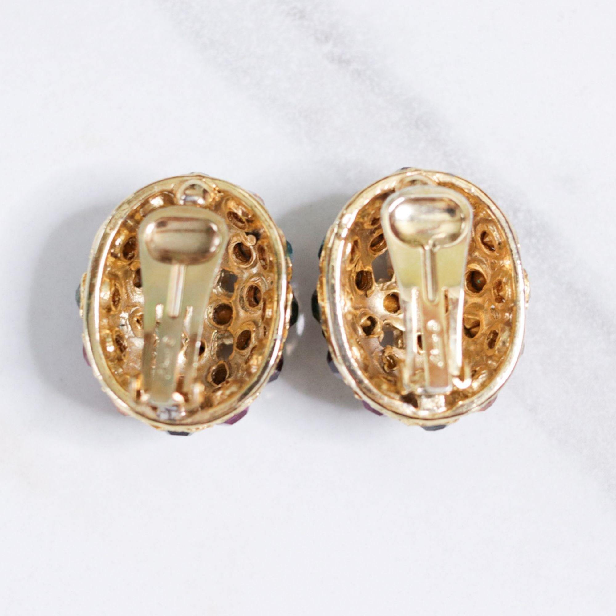 Vintage Blanca Rainbow Rhinestone Statement Earrings by Blanca - Vintage Meet Modern Vintage Jewelry - Chicago, Illinois - #oldhollywoodglamour #vintagemeetmodern #designervintage #jewelrybox #antiquejewelry #vintagejewelry