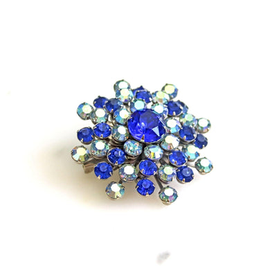 Vintage Blue and Aurora Borealis Sputnik Style Brooch by Unsigned Beauty - Vintage Meet Modern Vintage Jewelry - Chicago, Illinois - #oldhollywoodglamour #vintagemeetmodern #designervintage #jewelrybox #antiquejewelry #vintagejewelry