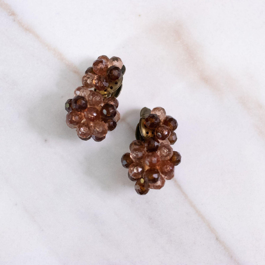 Vintage Topaz Cluster Lucite Bead Statement Earrings by Germany - Vintage Meet Modern Vintage Jewelry - Chicago, Illinois - #oldhollywoodglamour #vintagemeetmodern #designervintage #jewelrybox #antiquejewelry #vintagejewelry