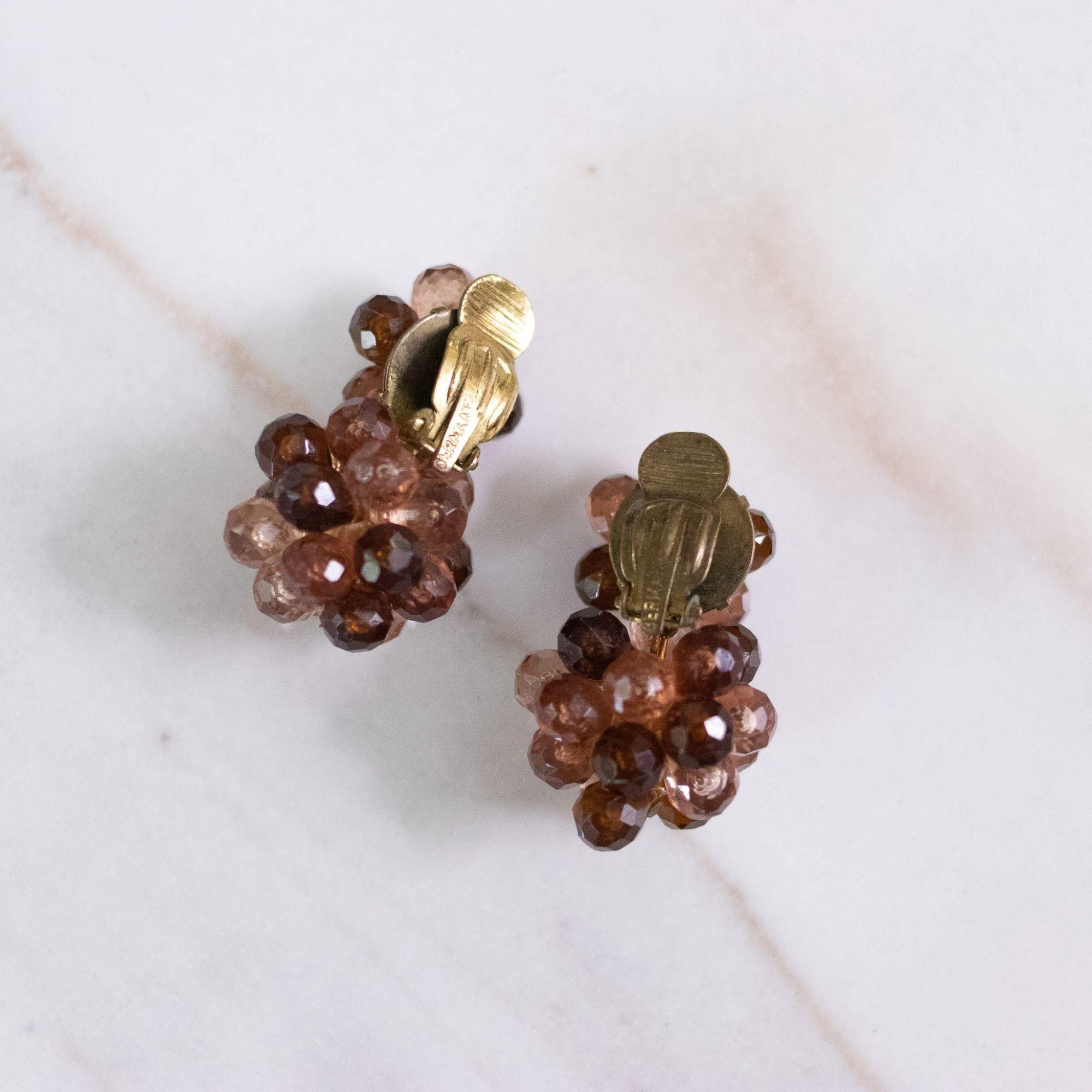 Vintage Topaz Cluster Lucite Bead Statement Earrings by Germany - Vintage Meet Modern Vintage Jewelry - Chicago, Illinois - #oldhollywoodglamour #vintagemeetmodern #designervintage #jewelrybox #antiquejewelry #vintagejewelry