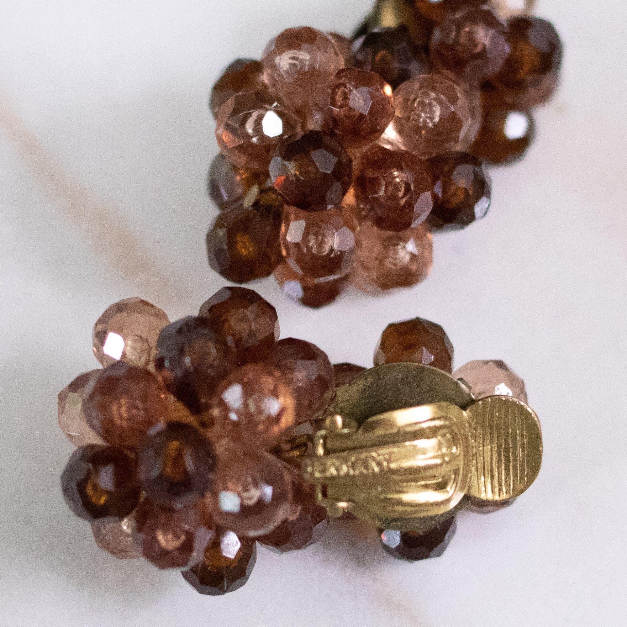 Vintage Topaz Cluster Lucite Bead Statement Earrings by Germany - Vintage Meet Modern Vintage Jewelry - Chicago, Illinois - #oldhollywoodglamour #vintagemeetmodern #designervintage #jewelrybox #antiquejewelry #vintagejewelry