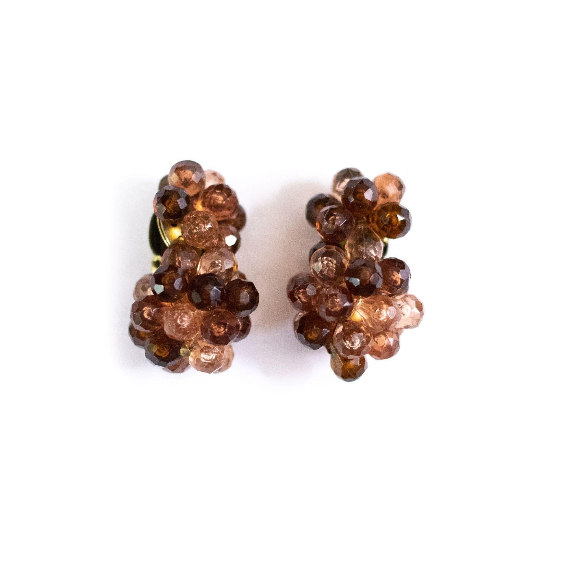 Vintage Topaz Cluster Lucite Bead Statement Earrings by Germany - Vintage Meet Modern Vintage Jewelry - Chicago, Illinois - #oldhollywoodglamour #vintagemeetmodern #designervintage #jewelrybox #antiquejewelry #vintagejewelry