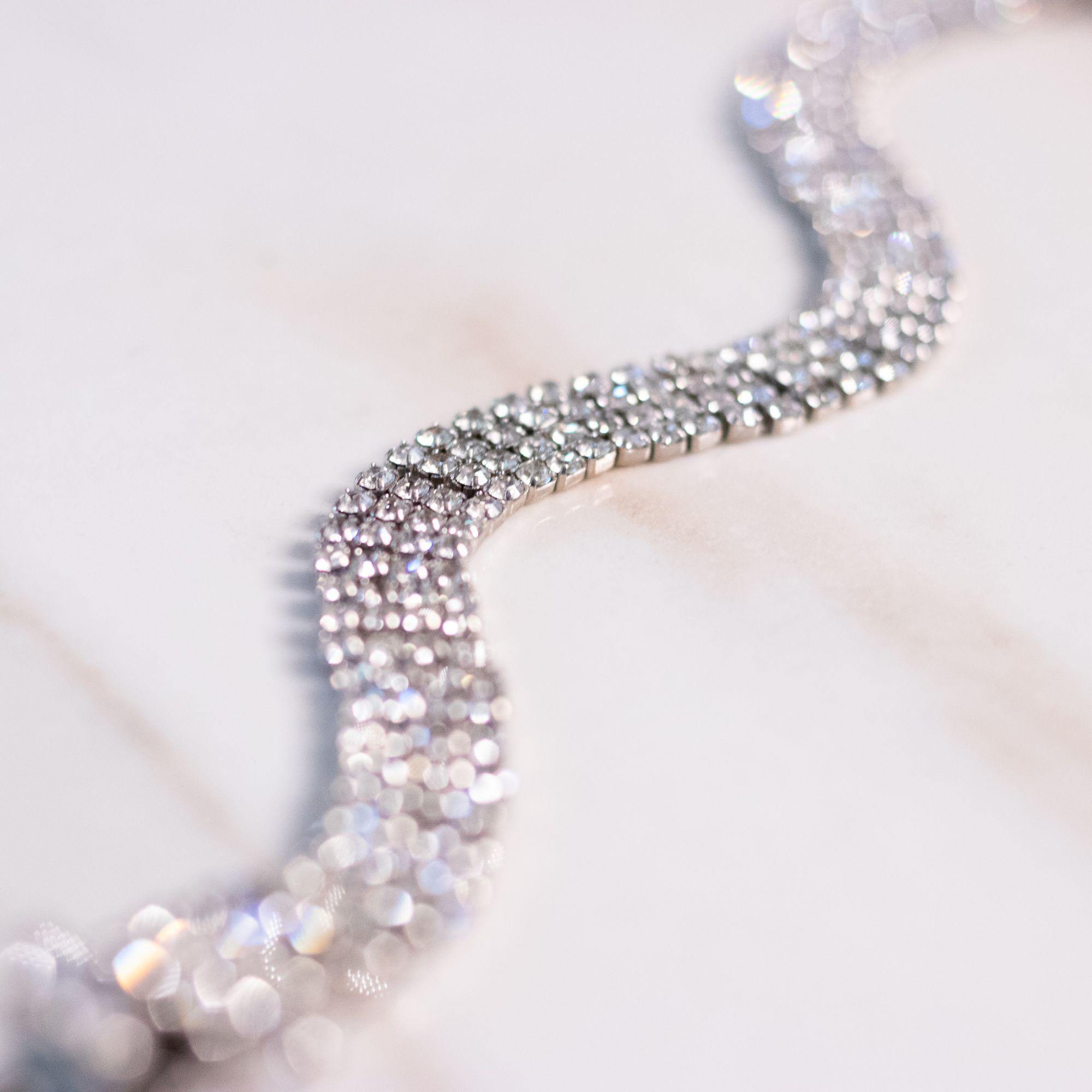 Vintage Art Deco Four Row Rhinestone Line Bracelet by Unsigned Beauty - Vintage Meet Modern Vintage Jewelry - Chicago, Illinois - #oldhollywoodglamour #vintagemeetmodern #designervintage #jewelrybox #antiquejewelry #vintagejewelry