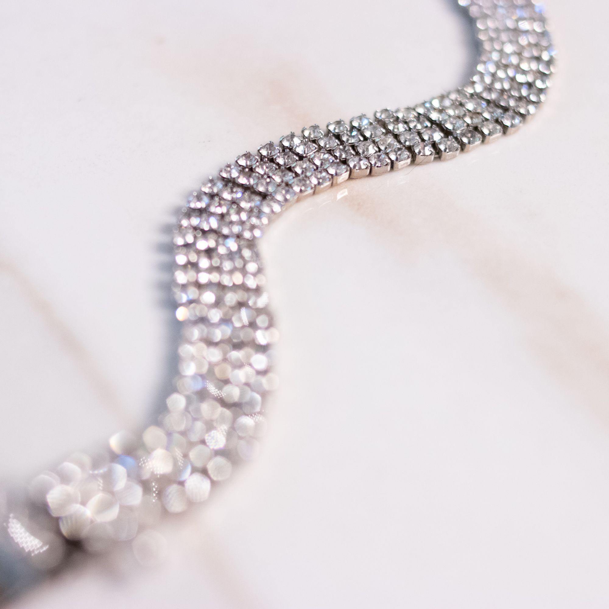 Vintage Art Deco Four Row Rhinestone Line Bracelet by Unsigned Beauty - Vintage Meet Modern Vintage Jewelry - Chicago, Illinois - #oldhollywoodglamour #vintagemeetmodern #designervintage #jewelrybox #antiquejewelry #vintagejewelry