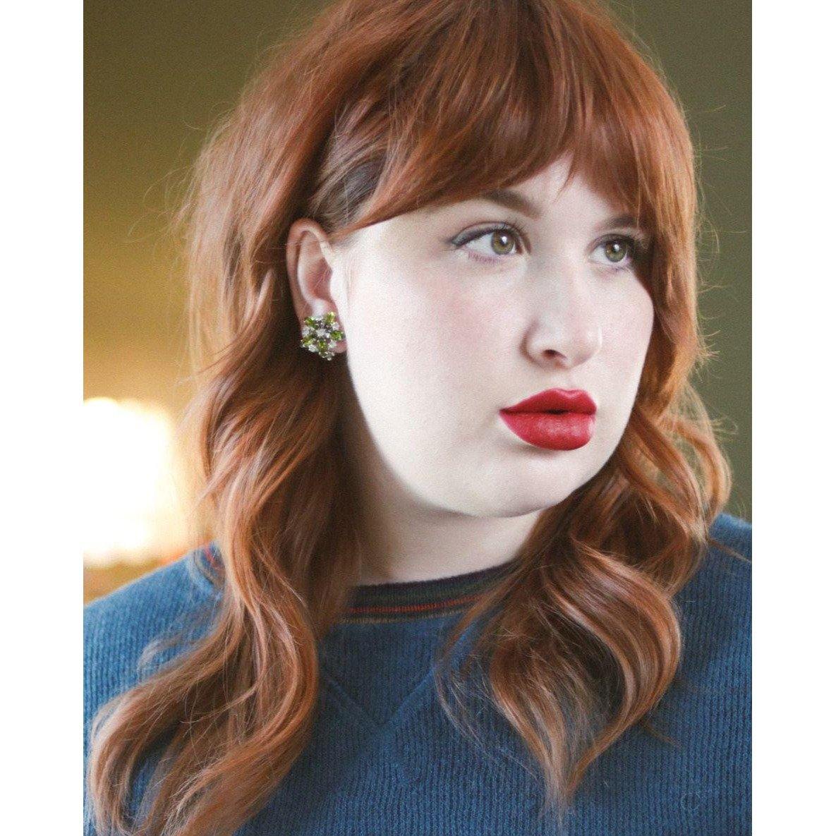 Vintage B David Peridot Crystal and Diamante Rhinestone Earrings by B David - Vintage Meet Modern Vintage Jewelry - Chicago, Illinois - #oldhollywoodglamour #vintagemeetmodern #designervintage #jewelrybox #antiquejewelry #vintagejewelry