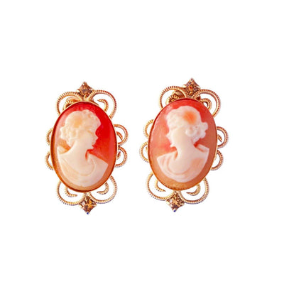 Vintage Victoria Revival Cameo with Rhinestone Earrings by Unsigned Beauty - Vintage Meet Modern Vintage Jewelry - Chicago, Illinois - #oldhollywoodglamour #vintagemeetmodern #designervintage #jewelrybox #antiquejewelry #vintagejewelry