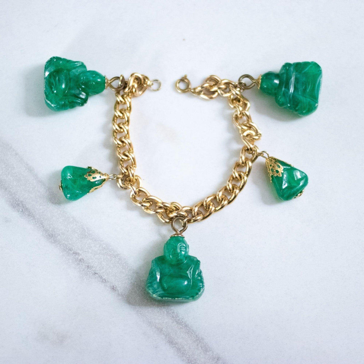 Vintage Chunky Buddha Lucite Charm Bracelet