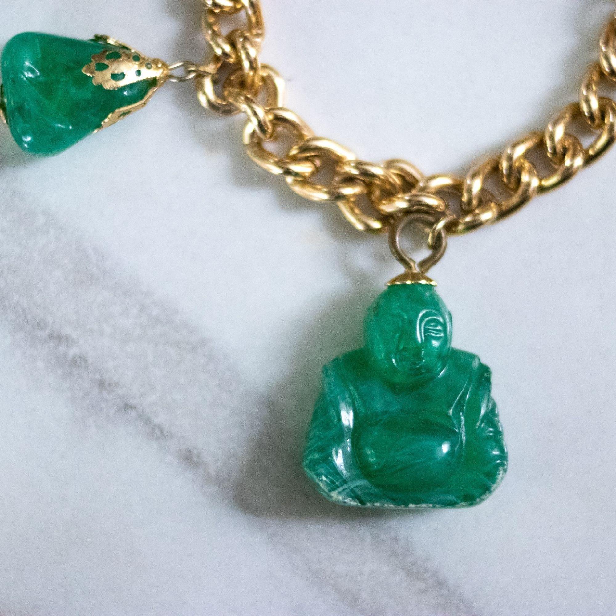 Vintage Chunky Buddha Lucite Charm Bracelet by Unsigned Beauty - Vintage Meet Modern Vintage Jewelry - Chicago, Illinois - #oldhollywoodglamour #vintagemeetmodern #designervintage #jewelrybox #antiquejewelry #vintagejewelry