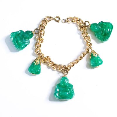 Vintage Chunky Buddha Lucite Charm Bracelet by Unsigned Beauty - Vintage Meet Modern Vintage Jewelry - Chicago, Illinois - #oldhollywoodglamour #vintagemeetmodern #designervintage #jewelrybox #antiquejewelry #vintagejewelry