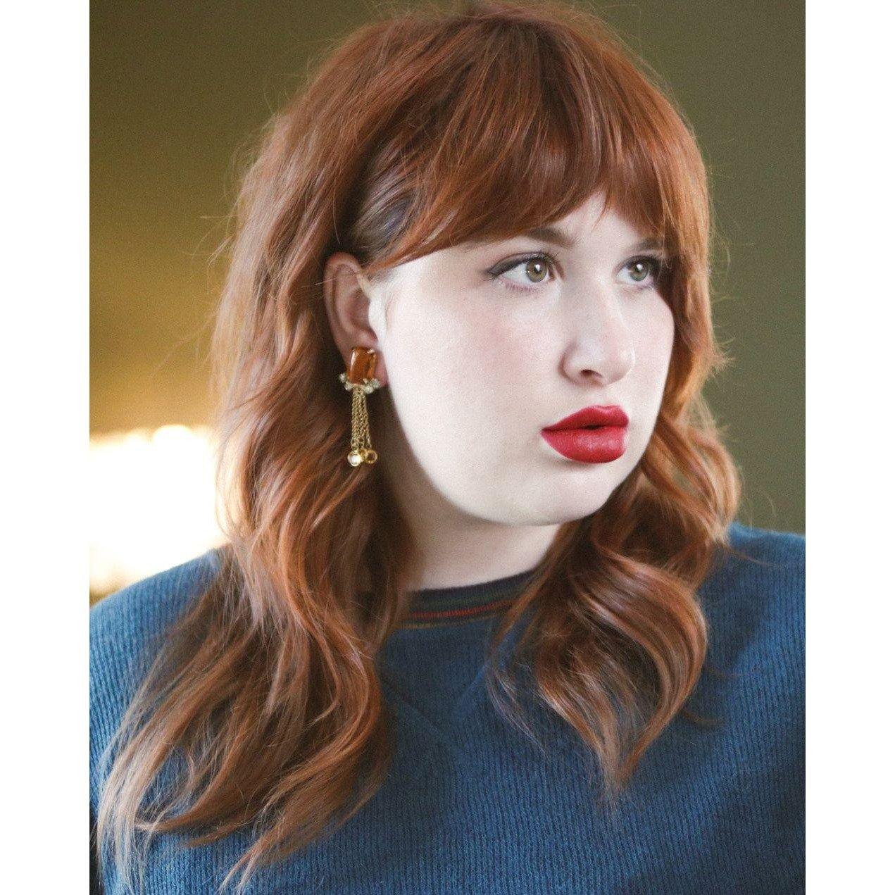 Vintage Amber Rhinestone Earrings with Dangling Bezel Set Rhinestone Tassels by Unsigned Beauty - Vintage Meet Modern Vintage Jewelry - Chicago, Illinois - #oldhollywoodglamour #vintagemeetmodern #designervintage #jewelrybox #antiquejewelry #vintagejewelry