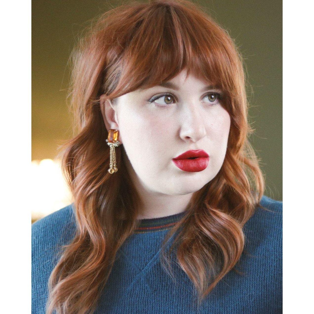 Vintage Amber Rhinestone Earrings with Dangling Bezel Set Rhinestone Tassels by Unsigned Beauty - Vintage Meet Modern Vintage Jewelry - Chicago, Illinois - #oldhollywoodglamour #vintagemeetmodern #designervintage #jewelrybox #antiquejewelry #vintagejewelry