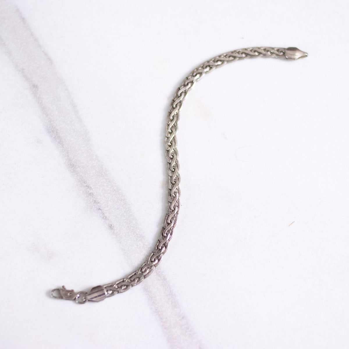 Vintage Sterling Silver Flat Link Braided Bracelet