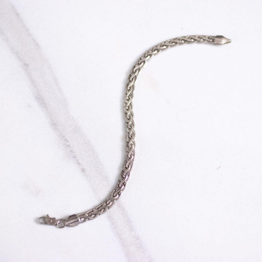 Vintage Sterling Silver Flat Link Braided Bracelet by Sterling Silver - Vintage Meet Modern Vintage Jewelry - Chicago, Illinois - #oldhollywoodglamour #vintagemeetmodern #designervintage #jewelrybox #antiquejewelry #vintagejewelry
